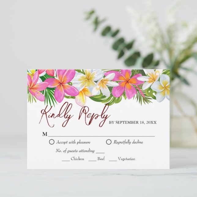 Tarjeta RSVP para la boda del árbol del templo de  (Anverso de pie)