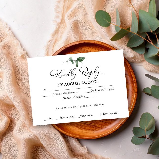 Tarjeta RSVP para la boda Eucalyptus de Moda simpl (Subido por el creador)