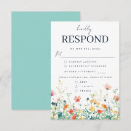 Tarjeta RSVP para la elección de comida de flor si