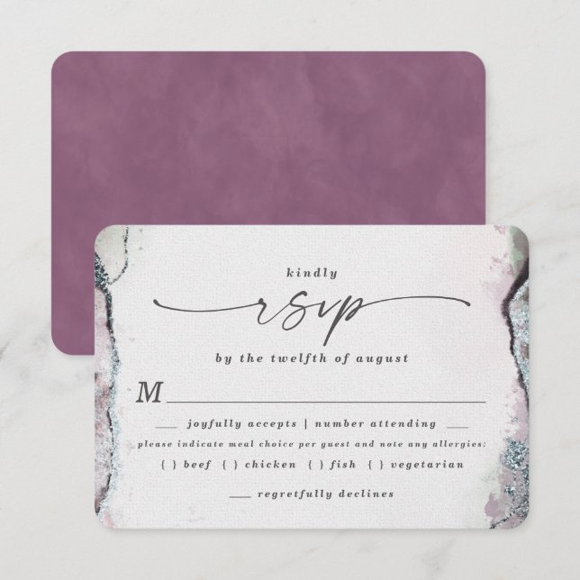 Tarjeta RSVP para la elección de la comida Boda pú (Anverso / Reverso)