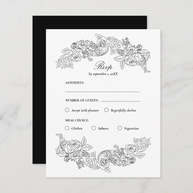 Tarjeta RSVP para la elección de la comida del Roc (Anverso / Reverso)