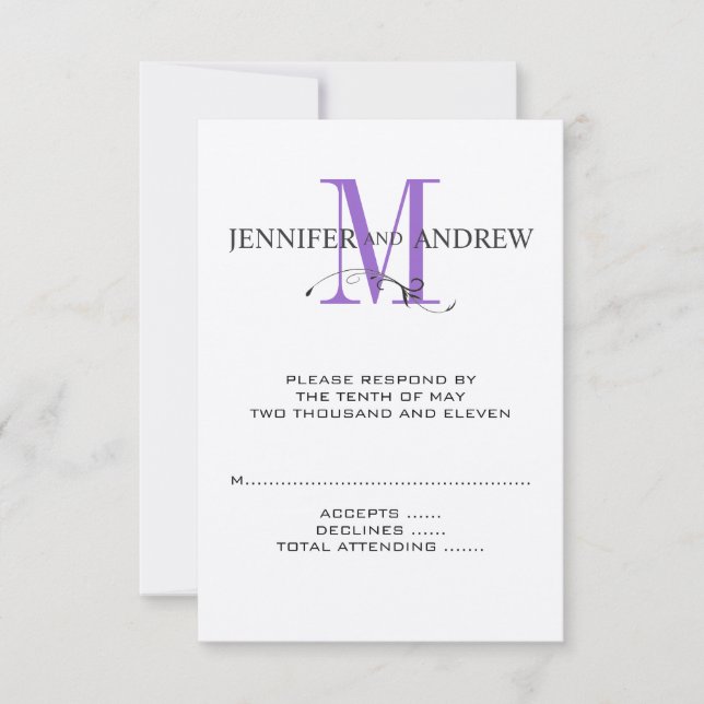 Tarjeta RSVP para la invitación a la boda cuadrada (Anverso)