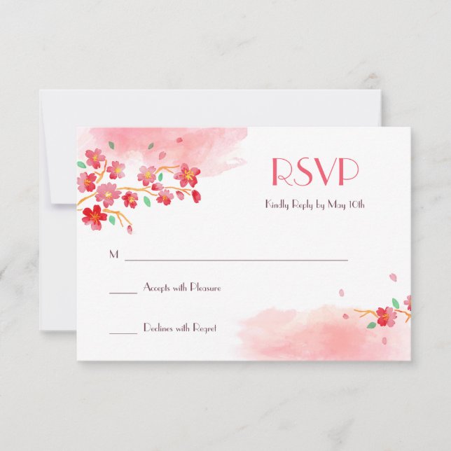 Tarjeta RSVP para las ramas de flores de cerezo (Anverso)