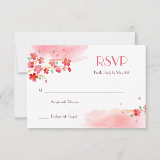 Tarjeta RSVP para las ramas de flores de cerezo