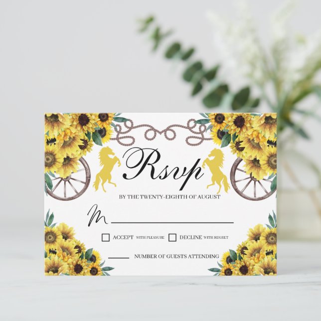 Tarjeta RSVP para los girasoles amarillos occident (Anverso de pie)