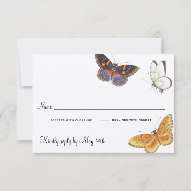 Tarjeta RSVP para mariposa (Anverso)