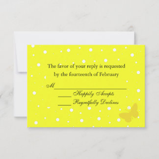 Tarjeta RSVP para mariposa de burbujas - Amarillo