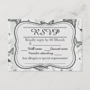 Tarjeta RSVP para mariposas y cráneos