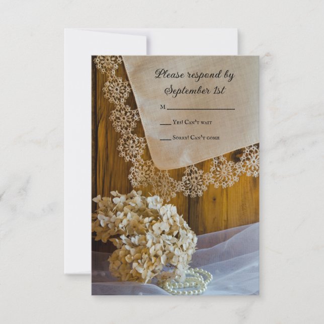 Tarjeta RSVP para matrimonio de campo y flores (Anverso)
