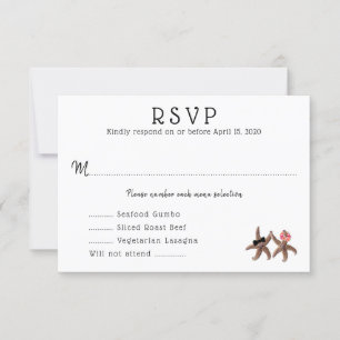 Tarjeta RSVP para menú Starfish Bride n Groom Comi