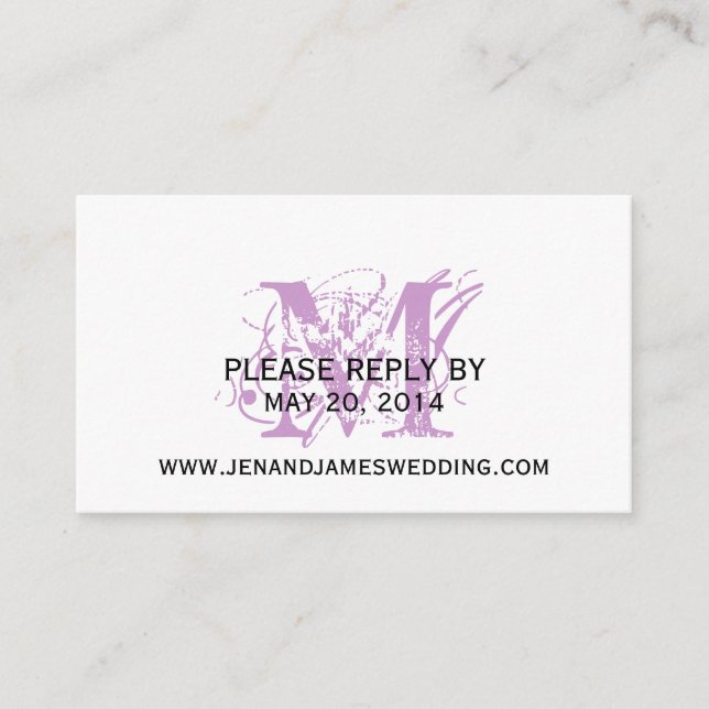 Tarjeta RSVP para Monograma de Moda púrpura del si (Anverso)