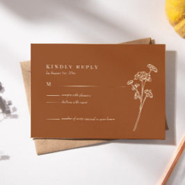 Tarjeta RSVP para Naranjas quemados por flores sil