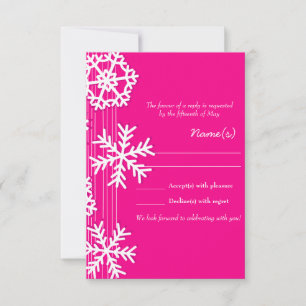 Tarjeta RSVP para Navidades de copos de nieve rosa