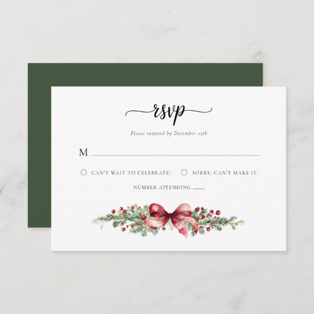 Tarjeta RSVP para Navidades elegantes (Anverso / Reverso)