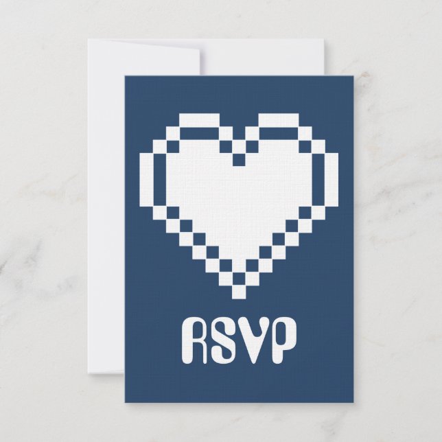 Tarjeta RSVP para nuestros corazones de 8 bits en  (Anverso)