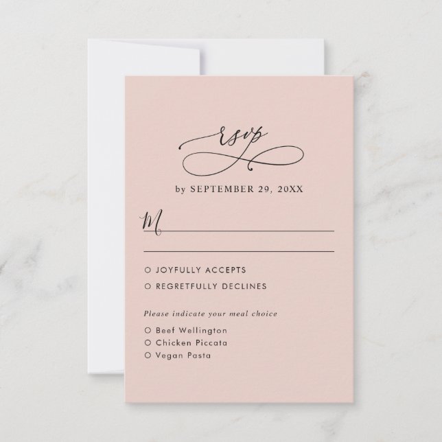 Tarjeta RSVP para opciones de Boda Boho Dusty Rosa (Anverso)