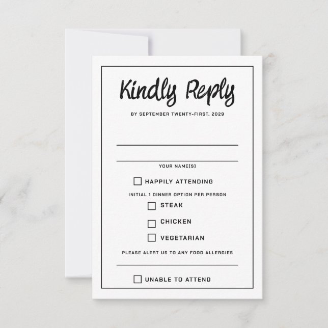 Tarjeta RSVP para opciones de comida con arcoiris (Anverso)