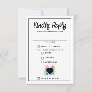 Tarjeta RSVP para opciones de comida con arcoiris
