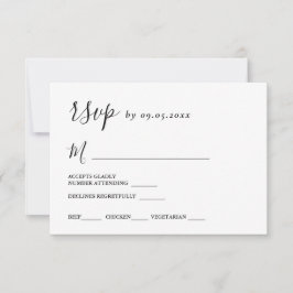 Tarjeta RSVP para opciones de comidas Boda simple 