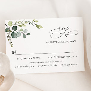 Tarjeta RSVP para opciones simples de alimentos de