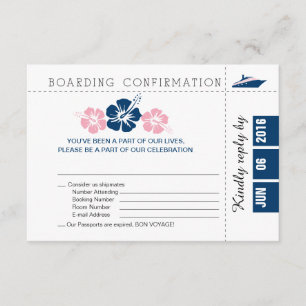 Tarjeta RSVP para pases de crucero con Hibiscus