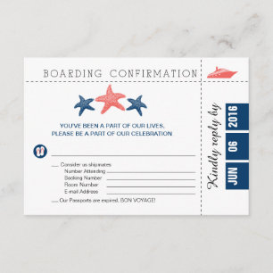 Tarjeta RSVP para pases de crucero con Starfish