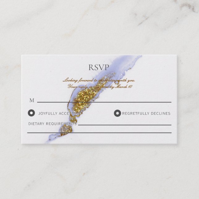 Tarjeta RSVP para Purpurina casero de tinta de alc (Anverso)