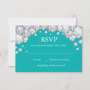 Tarjeta RSVP para Purpurinas de diamantes Verde az