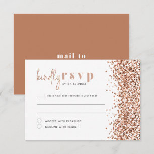 Tarjeta RSVP para Purpurinas de oro Rosa REGINA