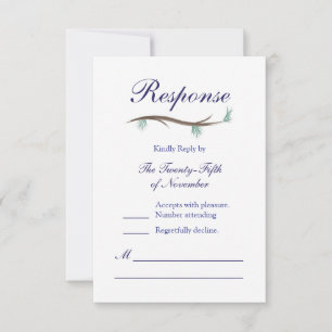 Tarjeta RSVP para ramas románticas de árbol de nie