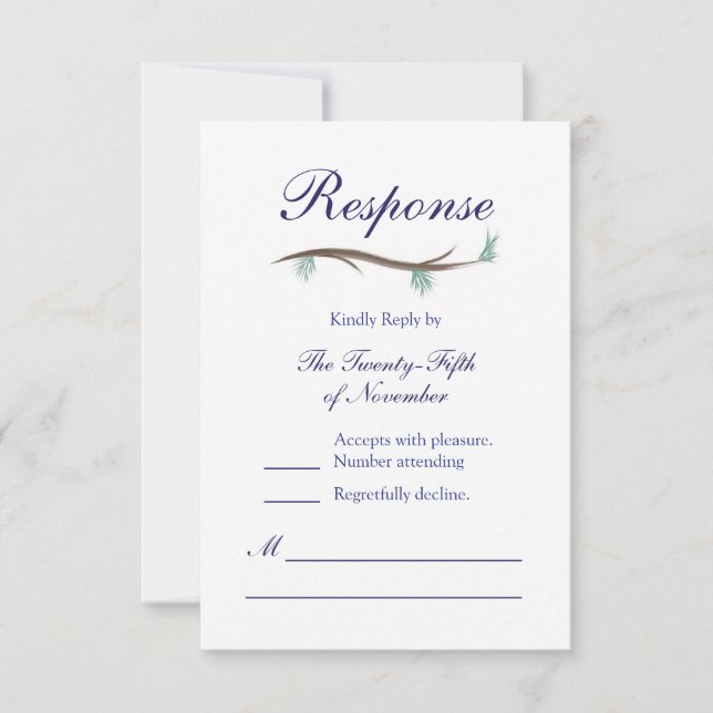 Tarjeta RSVP para ramas románticas de árbol de nie (Anverso)
