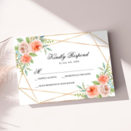 Tarjeta RSVP para Rosa de jardín y boda con marco 