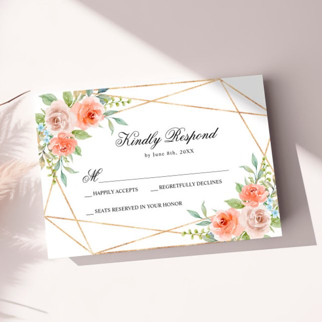 Tarjeta RSVP para Rosa de jardín y boda con marco  (Subido por el creador)