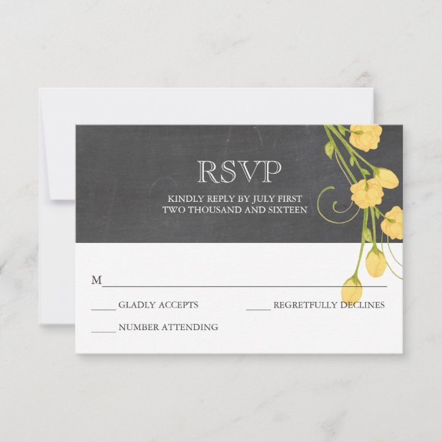 Tarjeta rsvp para rosas de jardín amarillos (Anverso)