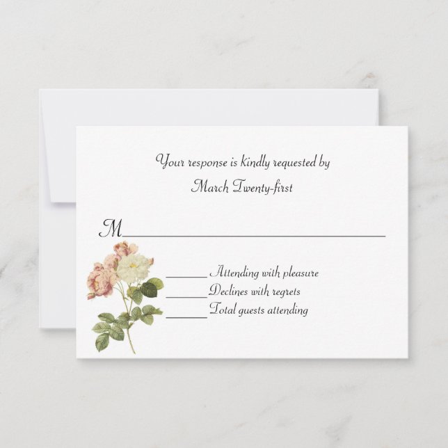 Tarjeta RSVP para Rosas de Moda de cabaña (Anverso)
