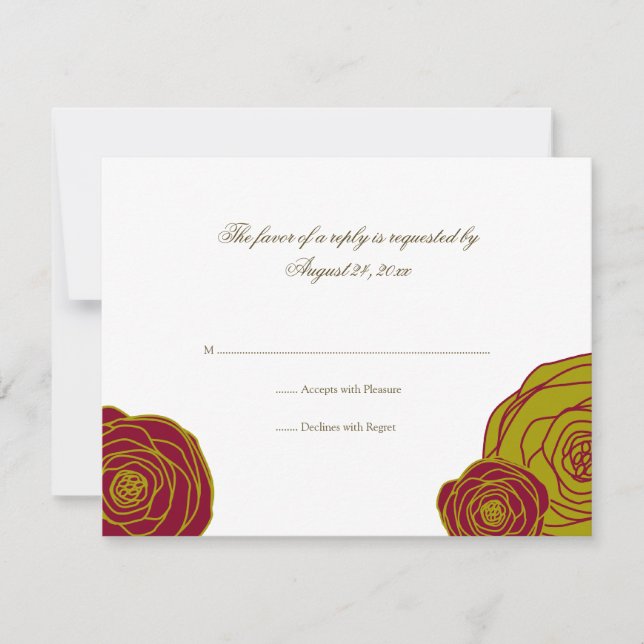 Tarjeta RSVP para Rosas elegantes (Anverso)
