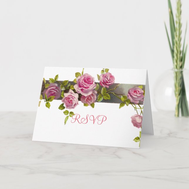 Tarjeta RSVP para Rosas románticos rosados (Anverso)