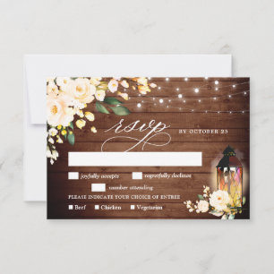 Tarjeta RSVP para Rosas Rústicos de Madera y Rubor