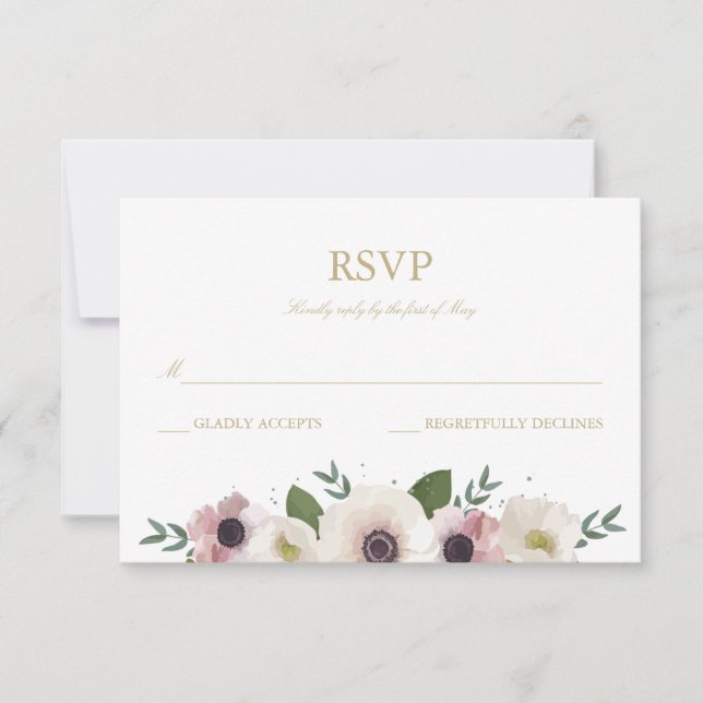 Tarjeta RSVP para Rubor Anemone Bouquet (Anverso)
