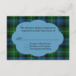 Tarjeta RSVP para Tartan Plaid Sky Blue & Green La