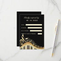 Tarjeta RSVP para teclado de piano abstracto