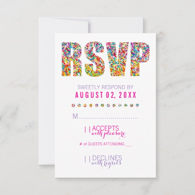 Tarjeta RSVP para temas de Candy (Anverso)