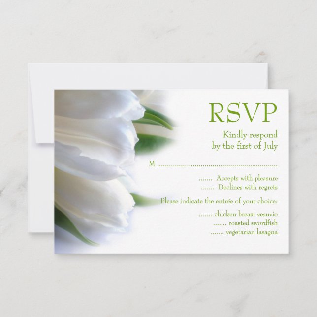 Tarjeta RSVP para tulipanes blancos (Anverso)