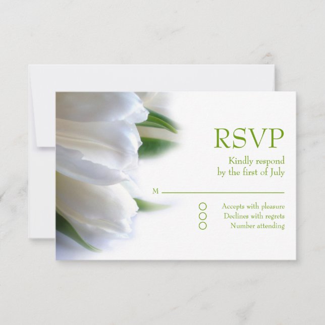 Tarjeta RSVP para tulipanes blancos (Anverso)