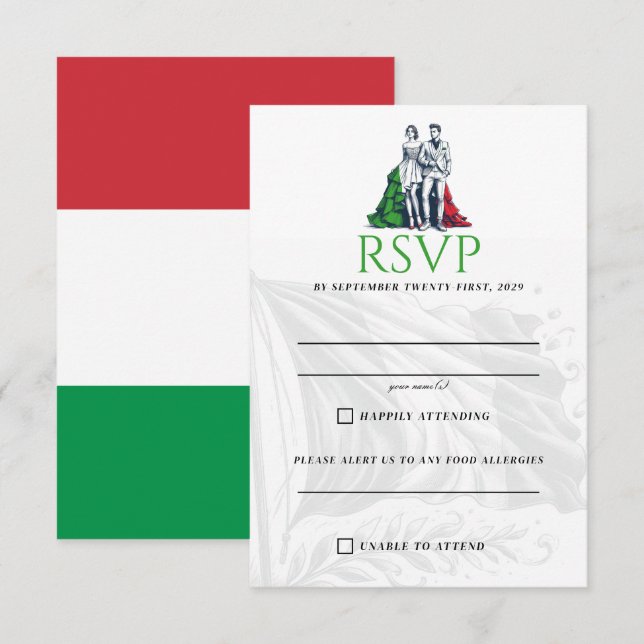 Tarjeta RSVP Pareja de Italia (Anverso / Reverso)
