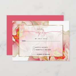 Tarjeta RSVP Peony Rosa de Coral Exótico