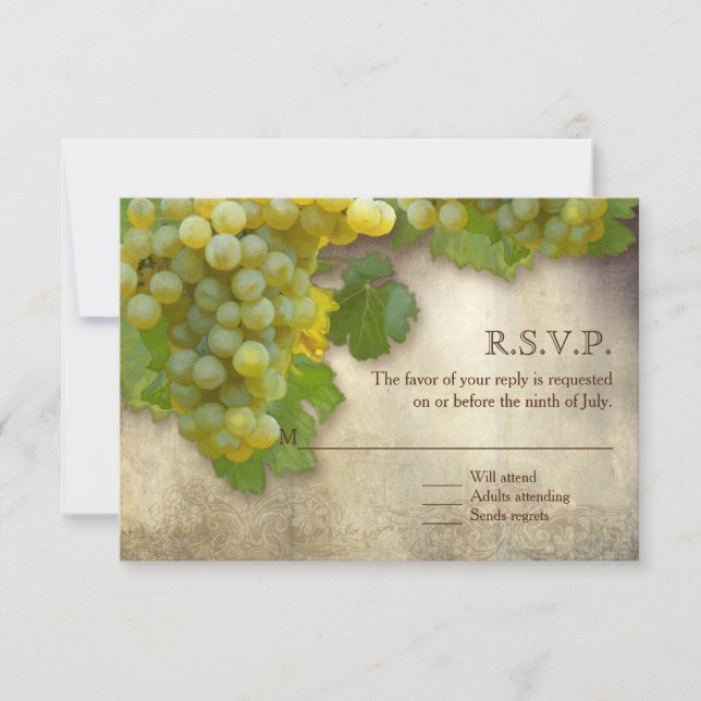 Tarjeta RSVP Pequeña Chardonnay Wine Country Art (Anverso)