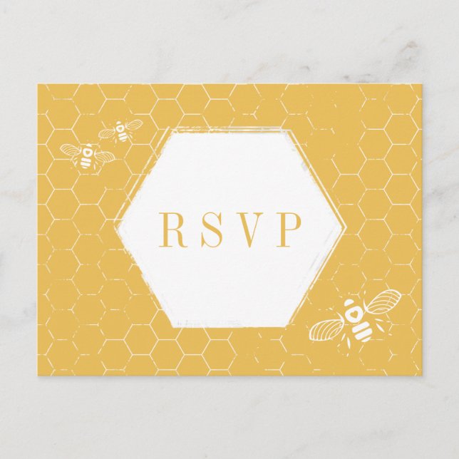 Tarjeta RSVP Personalizado de patrón blanco amaril (Anverso)