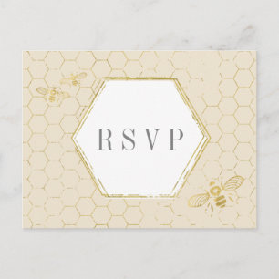 Tarjeta RSVP Personalizado de patrón de oro de cre