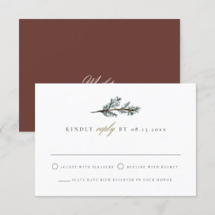 Tarjeta RSVP Pine para Navidades de invierno rusos